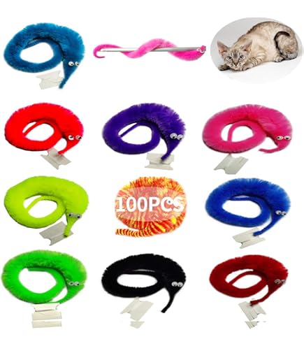 Amazon.com: SHENGSEN 120 Pieces Fuzzy Worm Toys String Pets Fuzzy